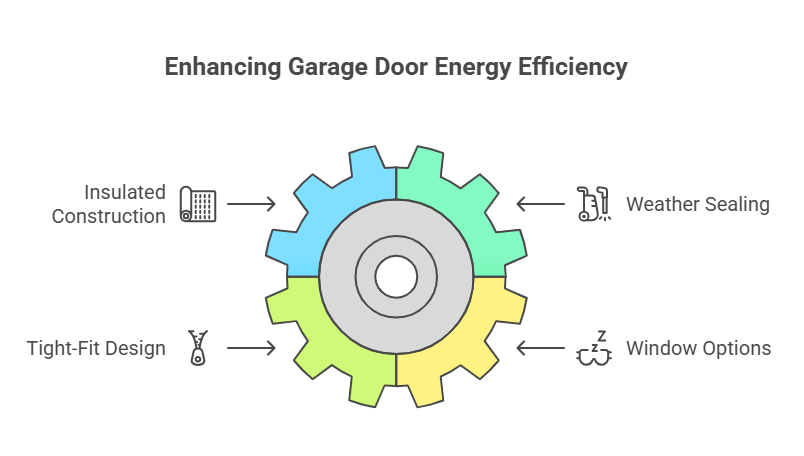 Energy Efficiency That Comes with a Modern Garage Door
1. Insulated Construction
The most energy-efficient garage doors have multiple layers- steel or aluminum exteriors, with polyurethane or polystyrene insulation. These materials create a barrier for minimizing heat transfer and temperature oscillations to be felt inside the garage.
2. Weather Sealing
A garage door uses high-grade weather stripping on its edges and bottom seal, preventing drafts, dampness, and pests.
3. Tight-Fit Design
Modern doors are made to close tightly, minimizing air leaks and clash cavities. It is vital for an energy-efficient building, particularly in climates like Maryland, where you face hot and humid summers with freezing ones.
4. Window Options with Thermal Performance
If your garage door has windows, consider the energy-efficient options, like double/ triple-paned glass with a low-E coating. It keeps heat gain from sunlight to a minimum while letting in natural light.